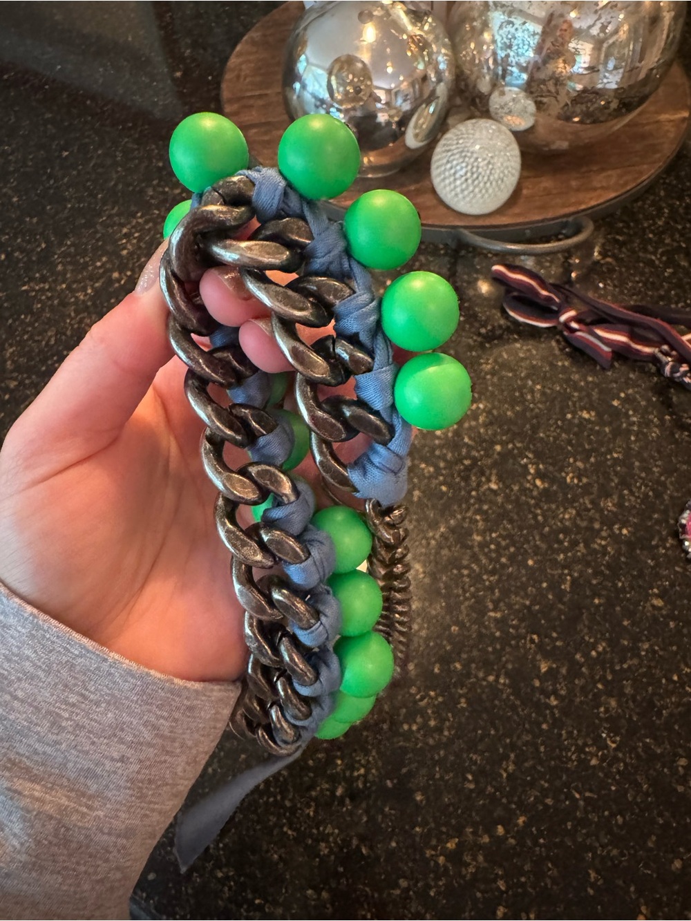 Lanvin Green Bead Chain Statement Necklace Est Retail $850 - Picture 2 of 5